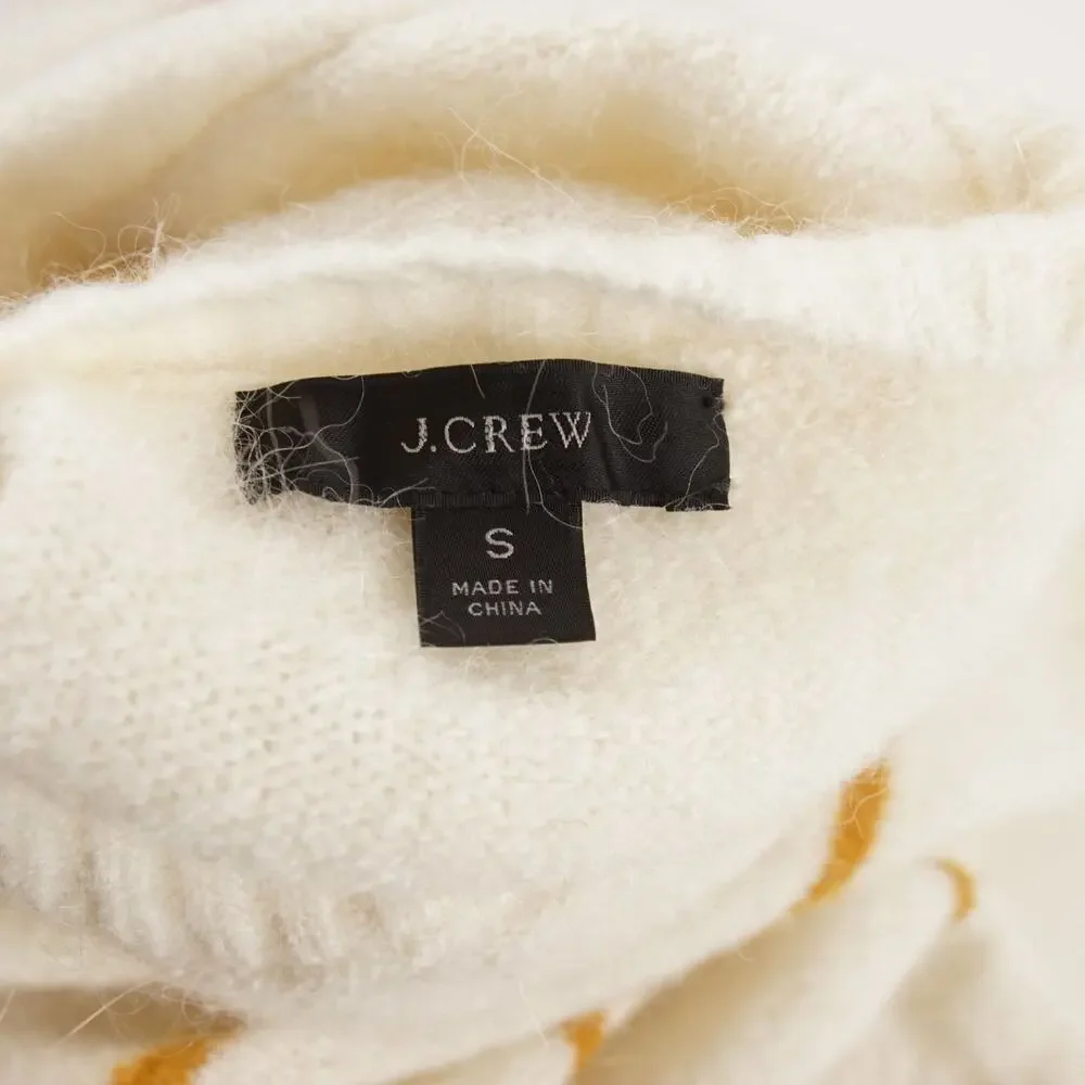 J Crew Alpaca Striped Orange Ivory Cream Crewneck Sweater Womens Sz S - Picture 9 of 11